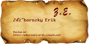 Záborszky Erik névjegykártya